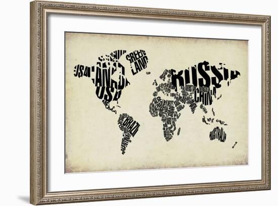 Typography World Map 4-NaxArt-Framed Art Print