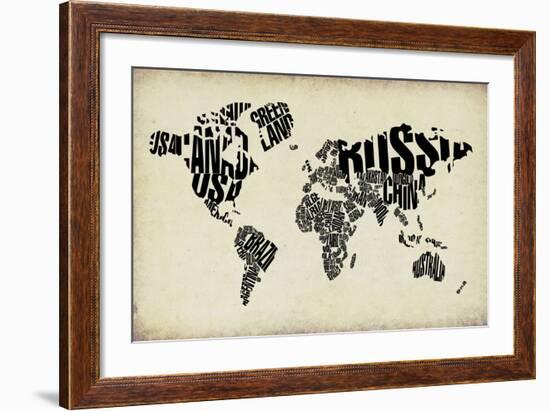 Typography World Map 4-NaxArt-Framed Art Print