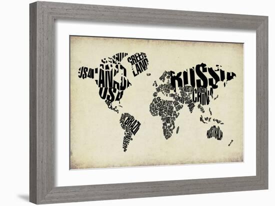 Typography World Map 4-NaxArt-Framed Art Print