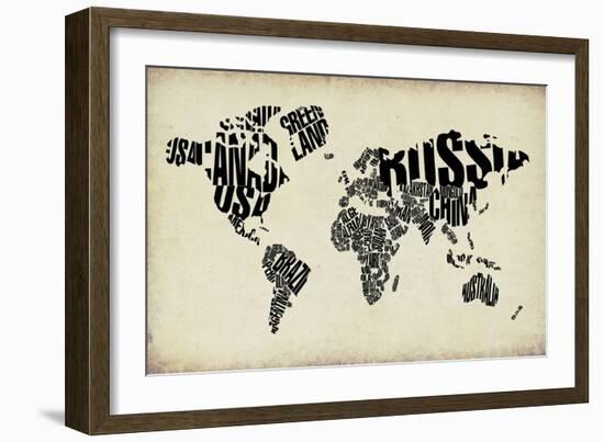 Typography World Map 4-NaxArt-Framed Art Print