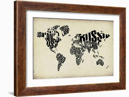 Typography World Map 4-NaxArt-Framed Art Print