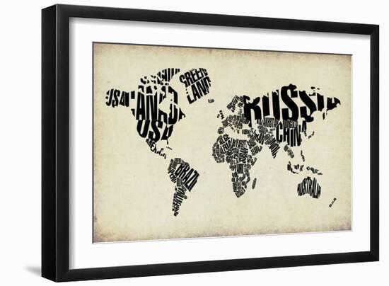 Typography World Map 4-NaxArt-Framed Art Print