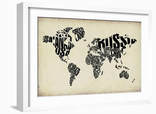 Typography World Map 4-NaxArt-Framed Art Print