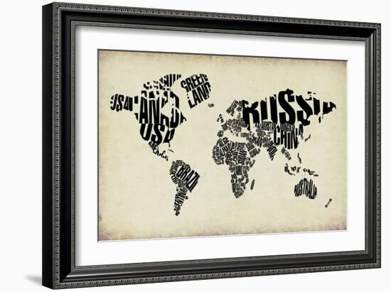 Typography World Map 4-NaxArt-Framed Art Print