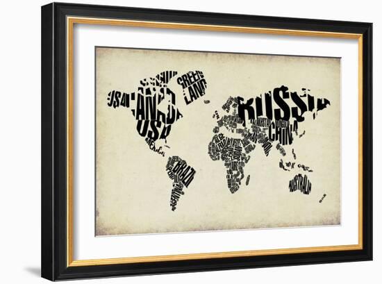 Typography World Map 4-NaxArt-Framed Art Print