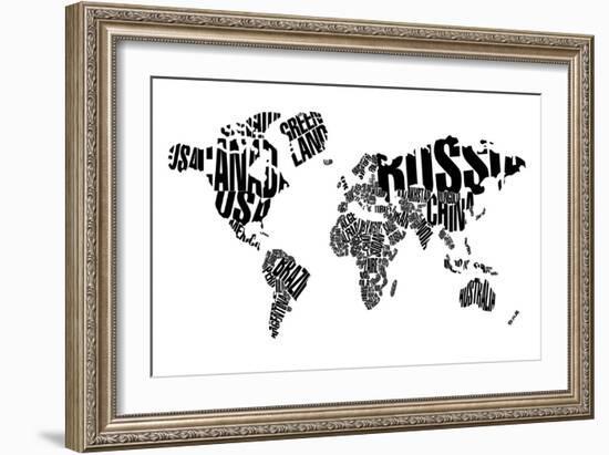 Typography World Map 5-NaxArt-Framed Art Print