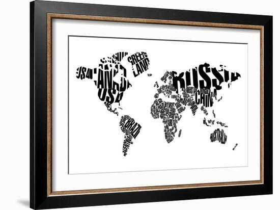 Typography World Map 5-NaxArt-Framed Art Print