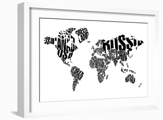 Typography World Map 5-NaxArt-Framed Art Print