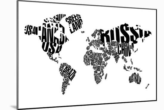 Typography World Map 5-NaxArt-Mounted Art Print