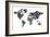 Typography World Map 5-NaxArt-Framed Art Print