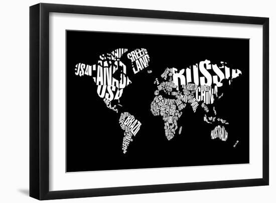 Typography World Map 6-NaxArt-Framed Art Print