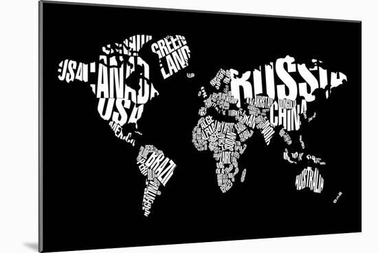 Typography World Map 6-NaxArt-Mounted Art Print