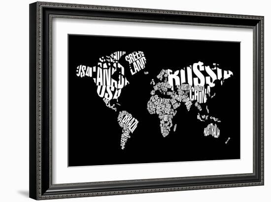 Typography World Map 6-NaxArt-Framed Art Print