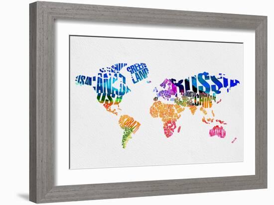 Typography World Map 7-NaxArt-Framed Art Print