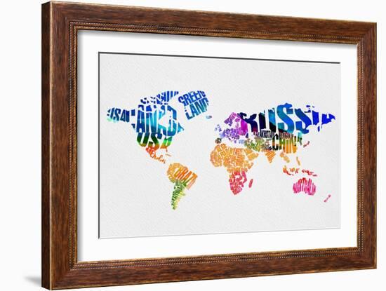 Typography World Map 7-NaxArt-Framed Art Print