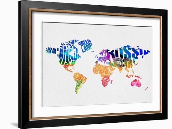 Typography World Map 7-NaxArt-Framed Art Print