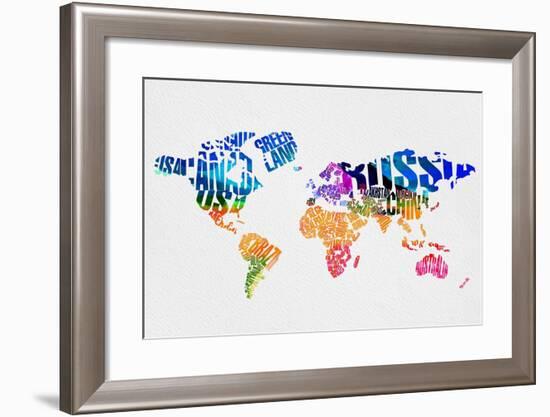 Typography World Map 7-NaxArt-Framed Art Print