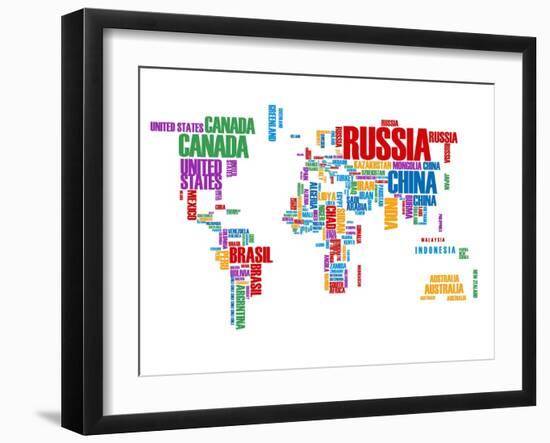 Typography World Map 8-NaxArt-Framed Art Print