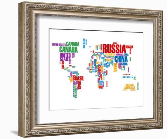 Typography World Map 8-NaxArt-Framed Premium Giclee Print