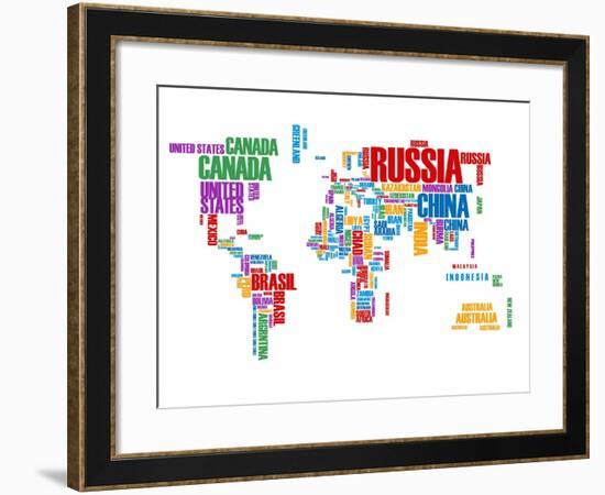 Typography World Map 8-NaxArt-Framed Art Print