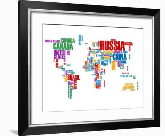 Typography World Map 8-NaxArt-Framed Art Print