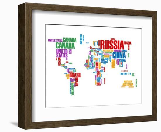 Typography World Map 8-NaxArt-Framed Art Print