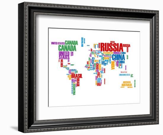 Typography World Map 8-NaxArt-Framed Art Print