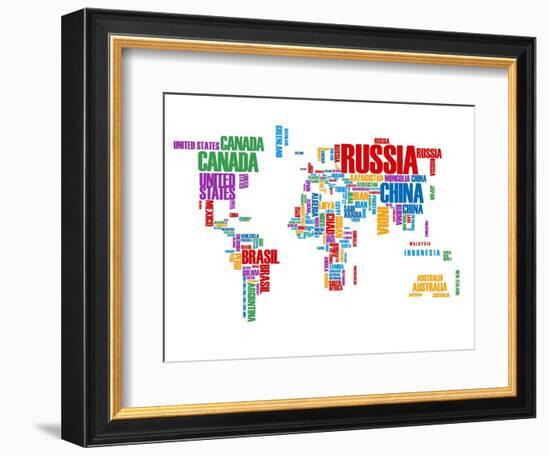 Typography World Map 8-NaxArt-Framed Art Print