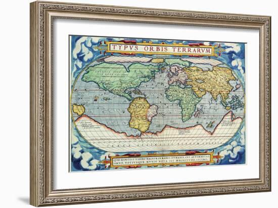 Typus Orbis Terrarum from the Theatre of the World in Apian Projection-Abraham Ortelius-Framed Art Print