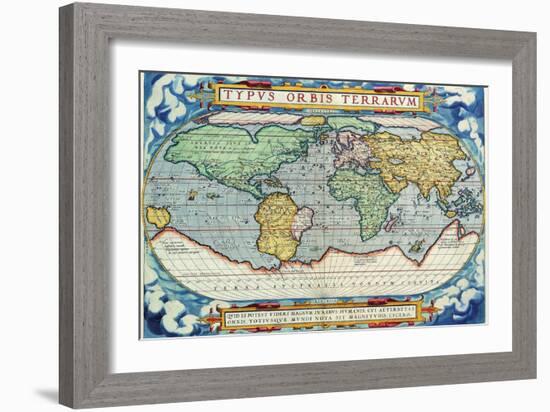 Typus Orbis Terrarum from the Theatre of the World in Apian Projection-Abraham Ortelius-Framed Art Print