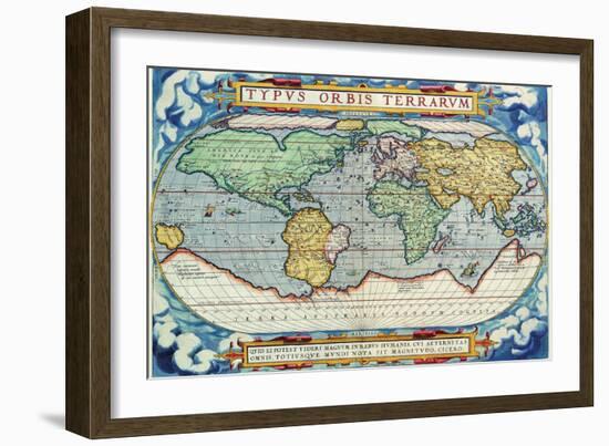 Typus Orbis Terrarum from the Theatre of the World in Apian Projection-Abraham Ortelius-Framed Art Print