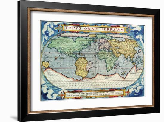 Typus Orbis Terrarum from the Theatre of the World in Apian Projection-Abraham Ortelius-Framed Art Print