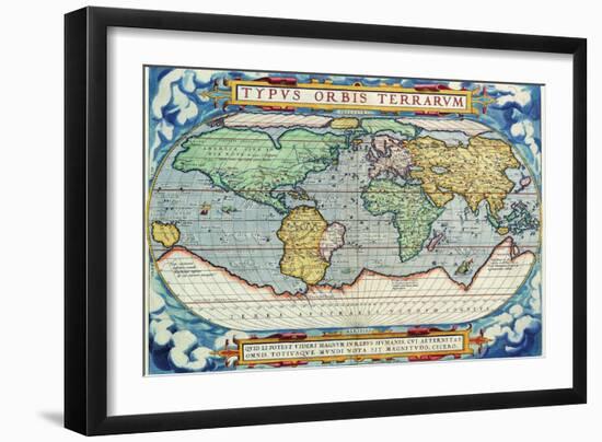 Typus Orbis Terrarum from the Theatre of the World in Apian Projection-Abraham Ortelius-Framed Art Print