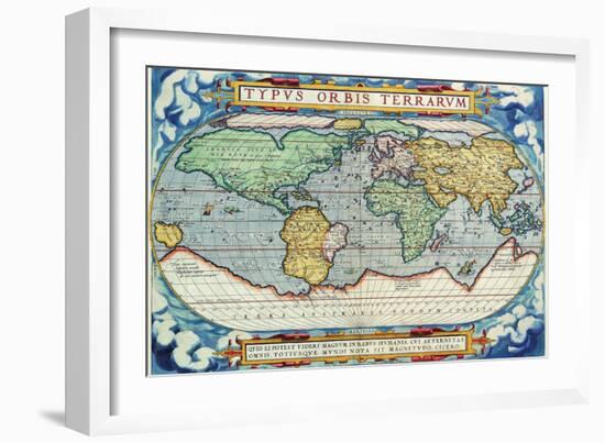 Typus Orbis Terrarum from the Theatre of the World in Apian Projection-Abraham Ortelius-Framed Art Print