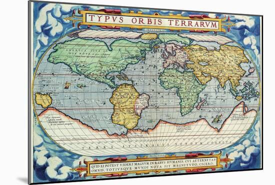 Typus Orbis Terrarum from the Theatre of the World in Apian Projection-Abraham Ortelius-Mounted Art Print