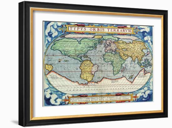 Typus Orbis Terrarum from the Theatre of the World in Apian Projection-Abraham Ortelius-Framed Art Print