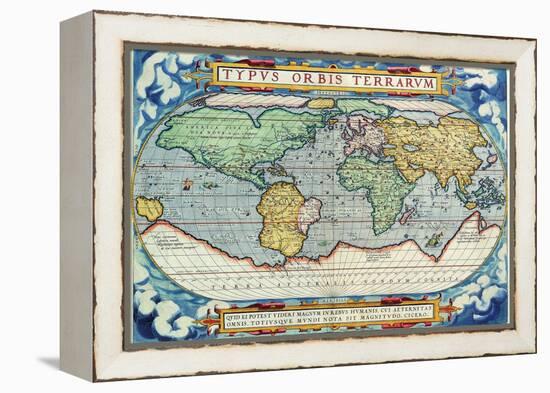 Typus Orbis Terrarum from the Theatre of the World in Apian Projection-Abraham Ortelius-Framed Stretched Canvas