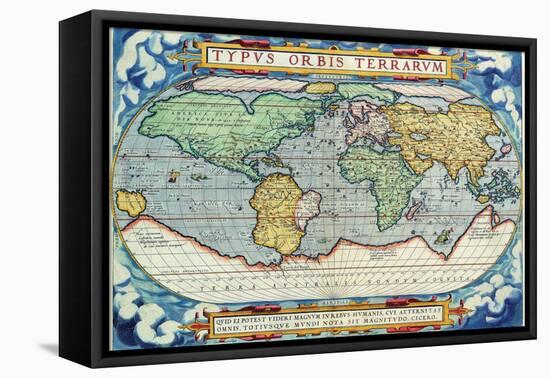 Typus Orbis Terrarum from the Theatre of the World in Apian Projection-Abraham Ortelius-Framed Stretched Canvas