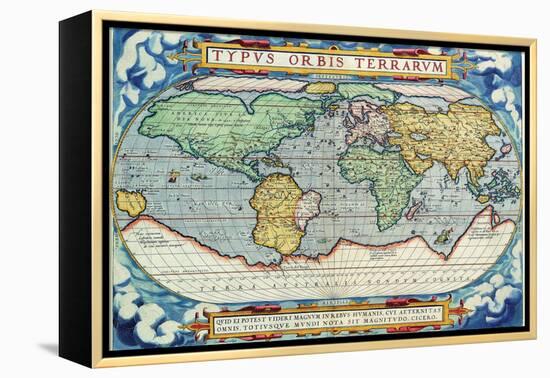 Typus Orbis Terrarum from the Theatre of the World in Apian Projection-Abraham Ortelius-Framed Stretched Canvas