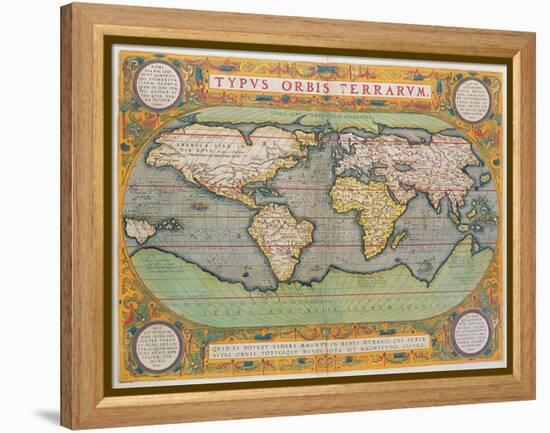 Typus Orbis Terrarum, map of the world, from Ortelius's 'Theatrum Orbis Terrarum', Antwerp, 1570-Abraham Ortelius-Framed Premier Image Canvas