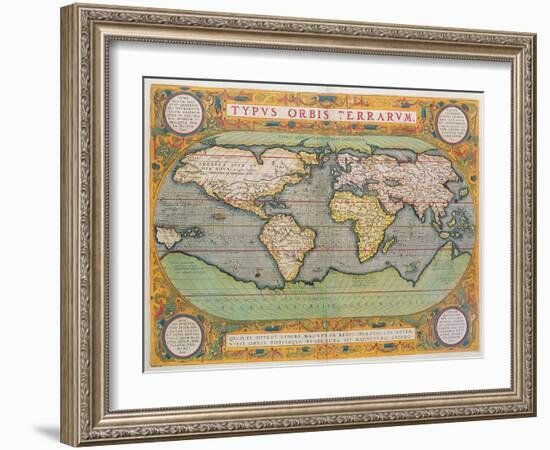 Typus Orbis Terrarum, map of the world, from Ortelius's 'Theatrum Orbis Terrarum', Antwerp, 1570-Abraham Ortelius-Framed Giclee Print