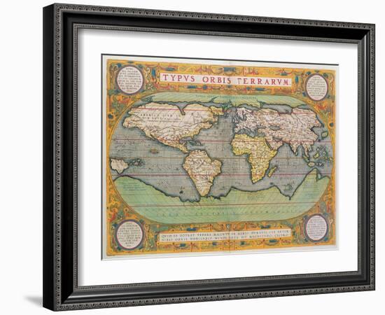 Typus Orbis Terrarum, map of the world, from Ortelius's 'Theatrum Orbis Terrarum', Antwerp, 1570-Abraham Ortelius-Framed Giclee Print