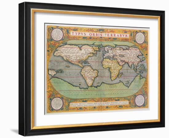 Typus Orbis Terrarum, map of the world, from Ortelius's 'Theatrum Orbis Terrarum', Antwerp, 1570-Abraham Ortelius-Framed Giclee Print