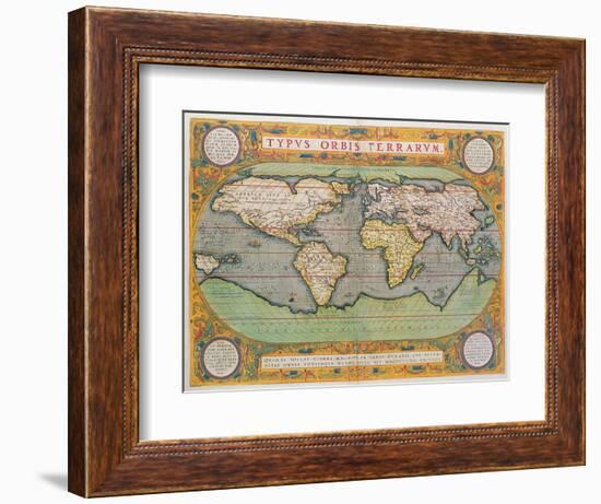 Typus Orbis Terrarum, map of the world, from Ortelius's 'Theatrum Orbis Terrarum', Antwerp, 1570-Abraham Ortelius-Framed Giclee Print