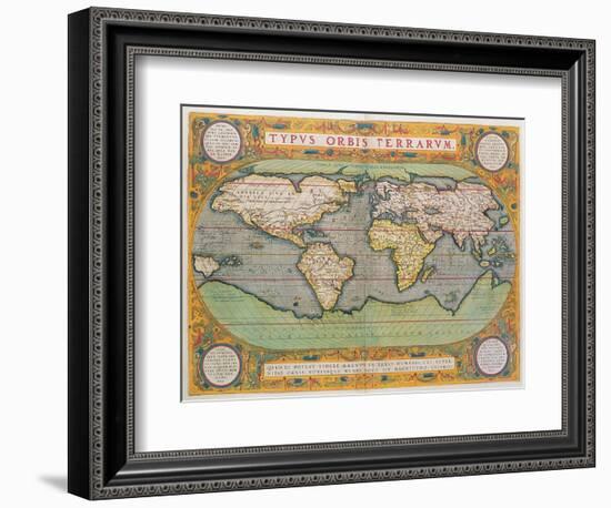 Typus Orbis Terrarum, map of the world, from Ortelius's 'Theatrum Orbis Terrarum', Antwerp, 1570-Abraham Ortelius-Framed Giclee Print