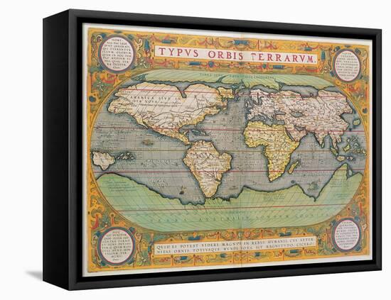 Typus Orbis Terrarum, map of the world, from Ortelius's 'Theatrum Orbis Terrarum', Antwerp, 1570-Abraham Ortelius-Framed Premier Image Canvas