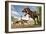 Tyrannosaurus Rex Attacking Two Struthiomimus Dinosaurs-null-Framed Premium Giclee Print