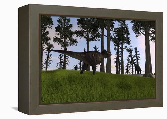 Tyrannosaurus Rex Confronts a Large Brachiosaurus-null-Framed Stretched Canvas