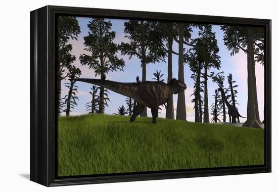 Tyrannosaurus Rex Confronts a Large Brachiosaurus-null-Framed Stretched Canvas