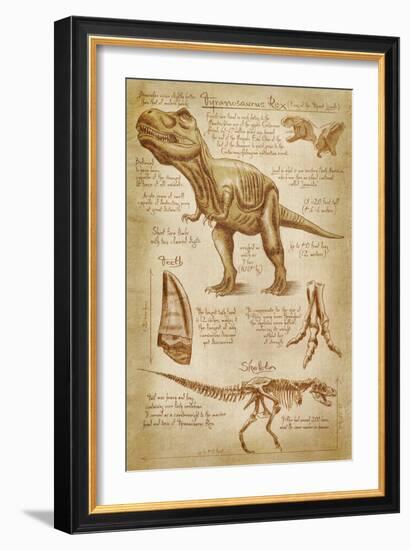 Tyrannosaurus Rex Dinosaur - DiVinci Style-Lantern Press-Framed Art Print